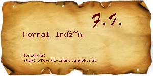 Forrai Irén névjegykártya